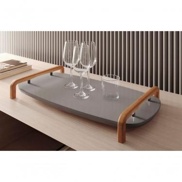 Imagem de Bandeja Decorativa Barcelona em MDF com Detalhe em Aço Carbono Laca Concreto Lar Flex Móveis