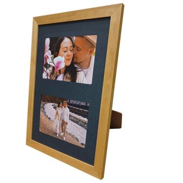 Imagem de Porta Retrato Painel 21x30cm Multi-fotos 2 Fotos 10x15 Moldura Madeira Mel Soleil Home Decor