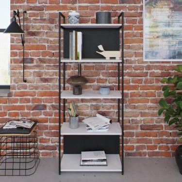 Imagem de Estante com 5 Prateleiras 152x60x33cm com Fundo Yon Branco/Preto - Met