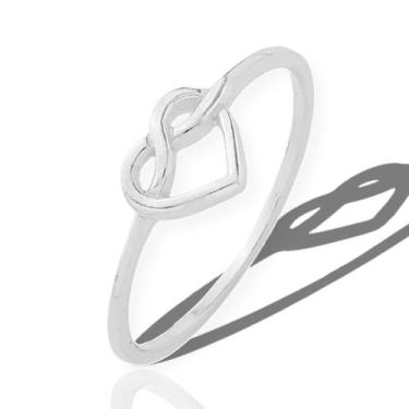 Imagem de Anel Prata Legitima Infinito Amor Coração Minimalista - Lojas La+Ny, 2