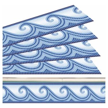 Imagem de Kit 08 Adesivo Borda Piscina Mosaico Ondas Do Mar 100x15 Cm - RESITANK