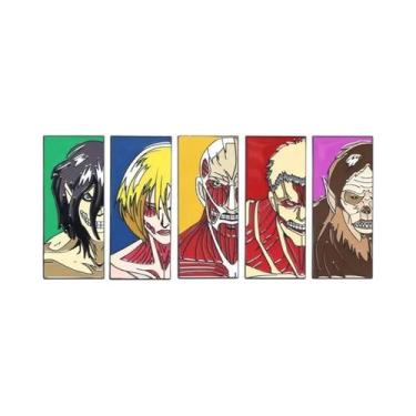 Imagem de Broche De Esmalte Anime Attack Titan 5 Peças, Crachá De Metal De Desen