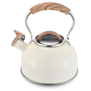 Imagem de Chaleira De Inox 2,0L Baunilha Indução Tampa De Vidro MTA