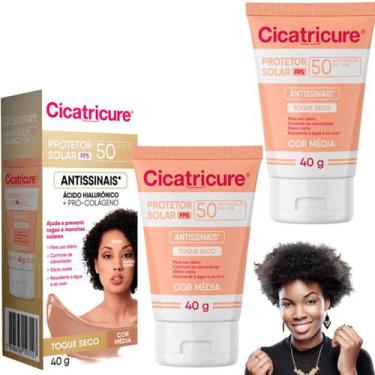 Imagem de Kit 2u Cicatricure Protetor Solar Facial Cor Media Antissinais Ácido H