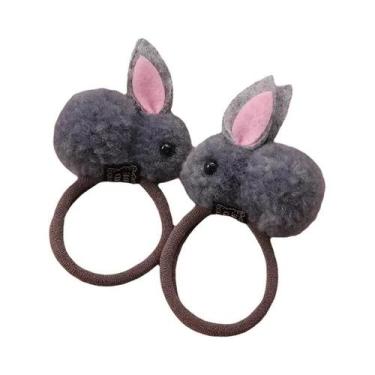 Imagem de Elásticos De Cabelo Com Orelhas De Coelho Peludas Para Meninas, 2 Peça