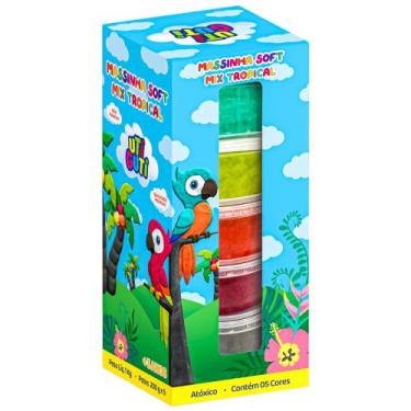 Imagem de Massa de Modelar Uti Guti 1kg Kit 5 Potes Cores Mix Tropical