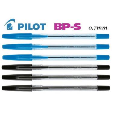 Imagem de Caneta Esferográfica BPS 0,7mm Pilot Kit com 6 Azul e Preta