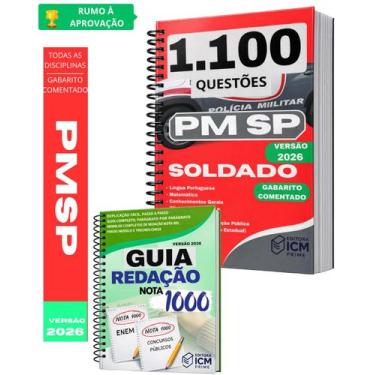 Imagem de Kit Apostila Soldado PM São Paulo  PMSP 1100 Questões Gabaritadas + Gu