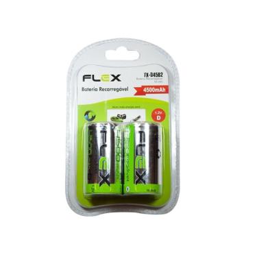 Imagem de Pilha Recarregável Flex Tipo D 1.2v 4500mAh - Cart c/2 un