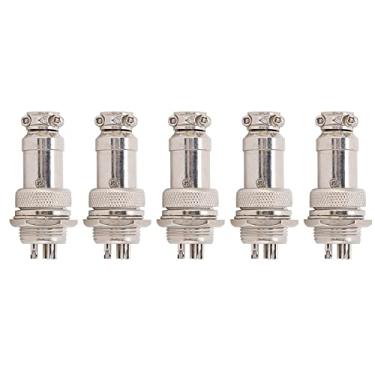 Imagem de Plugue conector de 5 peças de aviação GX16 16 mm cobre puro para pinos banhados a prata Rosca macho fêmea painel adaptador de conector de fio metálico (5 pinos)