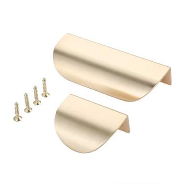 Imagem de 1 pc lúcio de bronze dourado folha sólida em forma de puxa móveis armário vestido de guarda-roupa folhas liga de gaveta 40 / 96mm porta dourada YYDFPIIA (Color : 60mm)