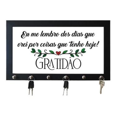 Imagem de Porta Chaves com Moldura com 6 ganhos Eu Me Lembro dos Dias Que Orei (Preto)