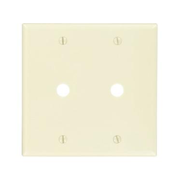 Imagem de Leviton 86062 Placa de parede para telefone/cabo de 2 gangs, 10 mm (0,406 polegadas), termofixo, montagem em caixa, marfim