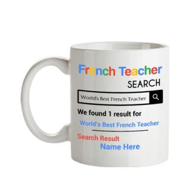 Imagem de Caneca de professor francês personalizada - Presentes personalizados para professores de francês - Caneca de café de 325 ml - Personalizada com o seu nome de professor francês