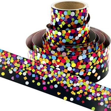 Imagem de Acabamento de borda reta confete para quadro de sala de aula, borda de quadro-negro, decoração de quadro branco, 91 cm