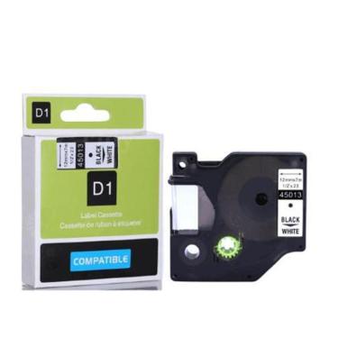 Imagem de Fita Compatível Dymo D1 45013 Branca Letra Preta 12Mm