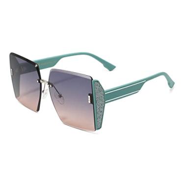 Imagem de Fashion Luxury Sunglasses Female Anti-UV400 Frameless Trimming Sunglasses Women Oversized Rimless Shades,Green Gradient Lens,china