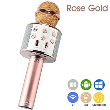 Imagem de Btuty WS-858 Microfone de karaokê sem fio portátil, Player de karaokê portátil Compatible with celular HIFI BT embutido, Selfie 3-em-1 bateria de lítio recarregável Karaokê KTV MIC Máquina Ouro
