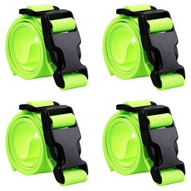 Imagem de MAGARROW 101,6 cm 152,4 cm com fivela de cinto ajustável de 2,5 cm, Verde neon (pacote com 4), 1" Wide - 40" Long