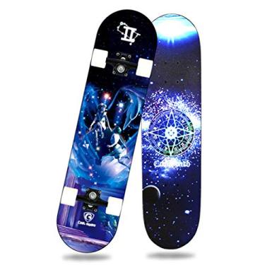 Imagem de AKT Skate Boy Girl Skate Double Kick Skate Pro 81 X 8 polegadas Trick Skate com 4 rodas leves PU para reconhecimento de crianças jovens, Gêmeos