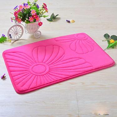 Imagem de Tapete de banheiro de espuma de memória absorvente macio antiderrapante veludo coral tapete de banheiro fácil de secar na máquina tapete de banheiro, rosa vermelho-2 40 x 60 cm