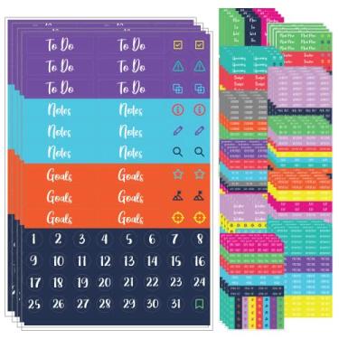 Imagem de Conjunto de adesivos para planejador – Pacote grande de materiais personalizados para caderno de notas de balas para criar layouts "Faça você mesmo" da Sunny Streak, Practical Planner