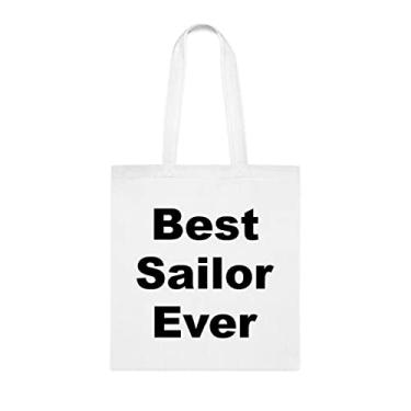 Imagem de Bolsa Tote Sailor, Best Sailor Ever Tote Bag, Sailor Presente, Presente para Marinheiro, Bolsa de Ombro para Marinheiro, Bolsas Reutilizáveis, Ideia de Presente de Cesta de Aniversário, Branco