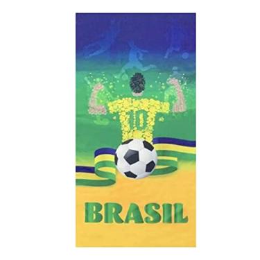 Imagem de Toalha Aveludada Transfer Brasil 70 cm x 1,40 m Padrão 2 Torcedor