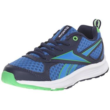 Imagem de Reebok Tênis de corrida Almotio RS (criança pequena/criança grande), Azul-marinho universitário/verde brilhante/azul esportivo/branco, 13 Little Kid