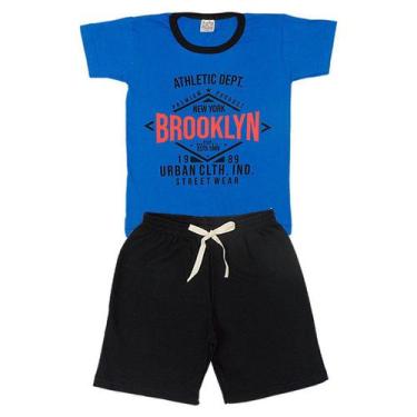 Imagem de Conjunto Camiseta Brooklyn Azul E Bermuda - Luky & Buky