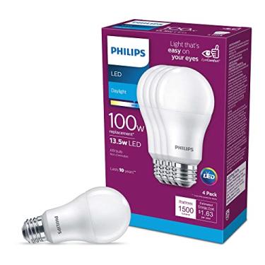 Imagem de Philips LED Lâmpada A19 de alto lúmen, não regulável, 1500 lúmens, luz do dia (5000 K),...