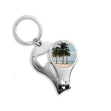 Imagem de Ocean Sand Beach Sea Tree Picture Nail Nipper Ring Chaveiro Abridor de Garrafas Cortador