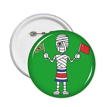 Imagem de Broche de bandeira chinesa da Costa Rica múmia bandeira do Brasil com botão de distintivo decoração acessório 5 peças