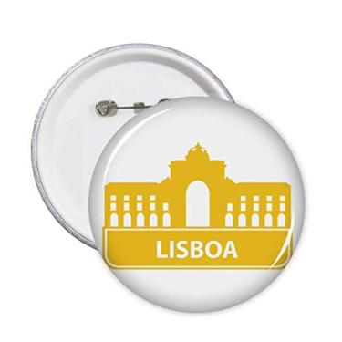 Imagem de Lisboa Portugal, alfinetes de ponto de referência, botão, emblema, acessório, decoração, 5 peças