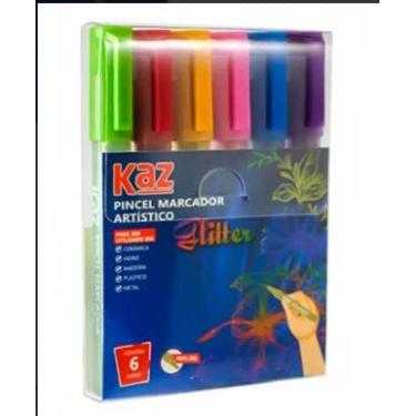 Imagem de Conjunto 6 Canetinhas coloridas Com Glitter Picel marcador artistico Kaz