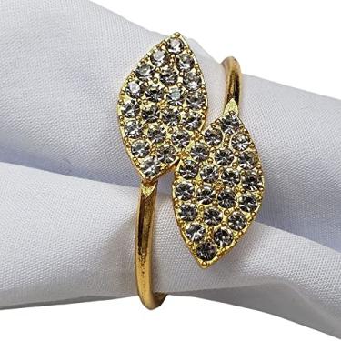 Imagem de Kit 4 Porta Guardanapos Duo Folhas Douradas com Strass