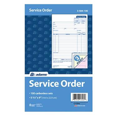 Imagem de Adams Formulário de pedido de serviço, 3 partes, sem carbono, 13 x 23 cm, 250 conjuntos por pacote (3-584) - branco/canário/rosa