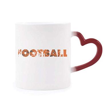 Imagem de Caneca laranja estilosa palavra futebol sensível ao calor vermelha muda de cor vermelha