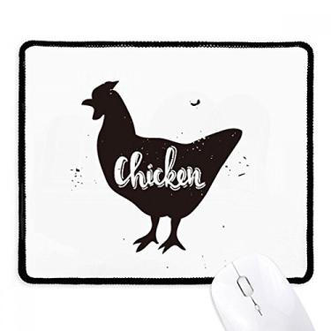 Imagem de Mousepad de animal preto e branco de galinha com borda costurada, tapete de borracha para jogos