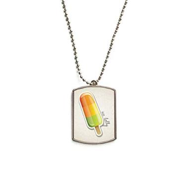 Imagem de DIYthinker Colar laranja amarelo verde picolé doce sorvete corrente de aço inoxidável pingente de cachorro colar para animais de estimação