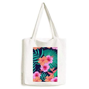 Imagem de Sacola de lona com folhas de flor e céu azul bolsa de compras casual bolsa de compras