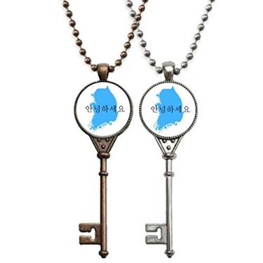 Imagem de OFFbb-USA Mapa da Coreia do Sul Hello Honorifics Chaveiro Colar Pingente Joias Decoração de Casal