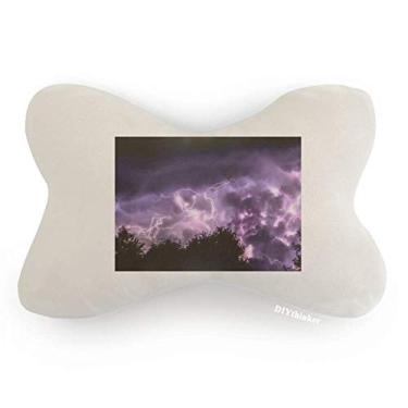 Imagem de DIYthinker Almofada para decoração de pescoço com estampa de trovão, céu noturno roxo