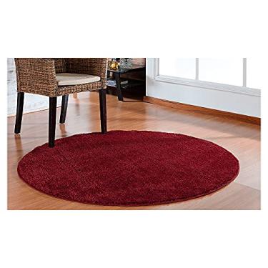 Imagem de Tapete Para Sala Redondo 100cm Peludo Quarto Classic Vermelho Cereja