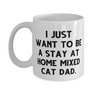 Imagem de Perfect Mixed Cat, I Just Want to Be a Stay at Home Cat Dad, Piada 325 g Caneca para gato pai de amigos