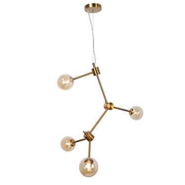 Imagem de Pendente Em Metal Na Cor Bronze E Vidro Na Cor Champagne, Com Soquete 4xg9, Com Potencia Maxima De Cada Lampada De 25w, Medindo 62x71x81cm New Line 110v