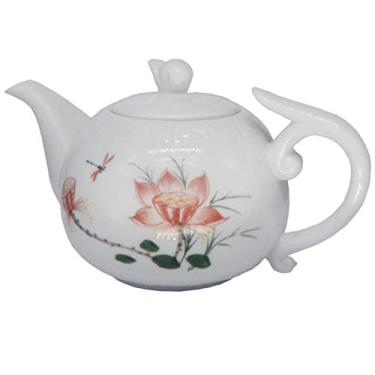 Imagem de Mozentea Bule de chá chinês de porcelana Kung/Gong Fu de cerâmica 200 ml (lótus)