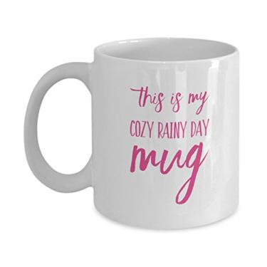 Imagem de Caneca de café Rainy Day - Caneca This is My Cozy Rainy Day - Ideia exclusiva de presentes de cerâmica (325 ml)