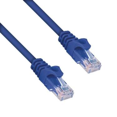 Imagem de Cabo De Rede 3M Ethernet Rj45 Lan Cat5 Azul 3 Metros Reforçado - Mbtec