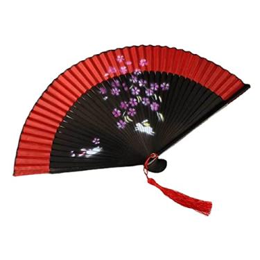 Imagem de XIALON 1 ventilador antigo de 21 cm Ventilador de dança chinês vermelho Hanfu
